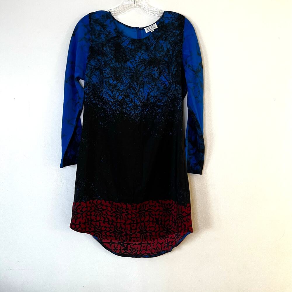 Boutique Long Sleeve Mini Dress Artsy Boho Small